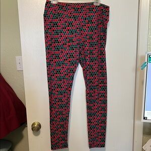 LuLaRoe Red and Black Geometric Leggings